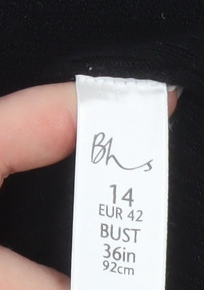 BHS Womens Black Acrylic V-Neck Long Sleeve Cardigan Size 14