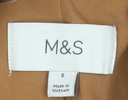Marks and Spencer Women Beige Size 8 Classic Mid-Length Coat