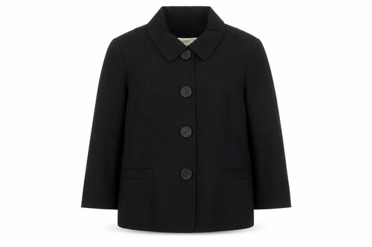 KENAR Womens Black Size 18 Wool Blend Single-Breasted Suit Jacket