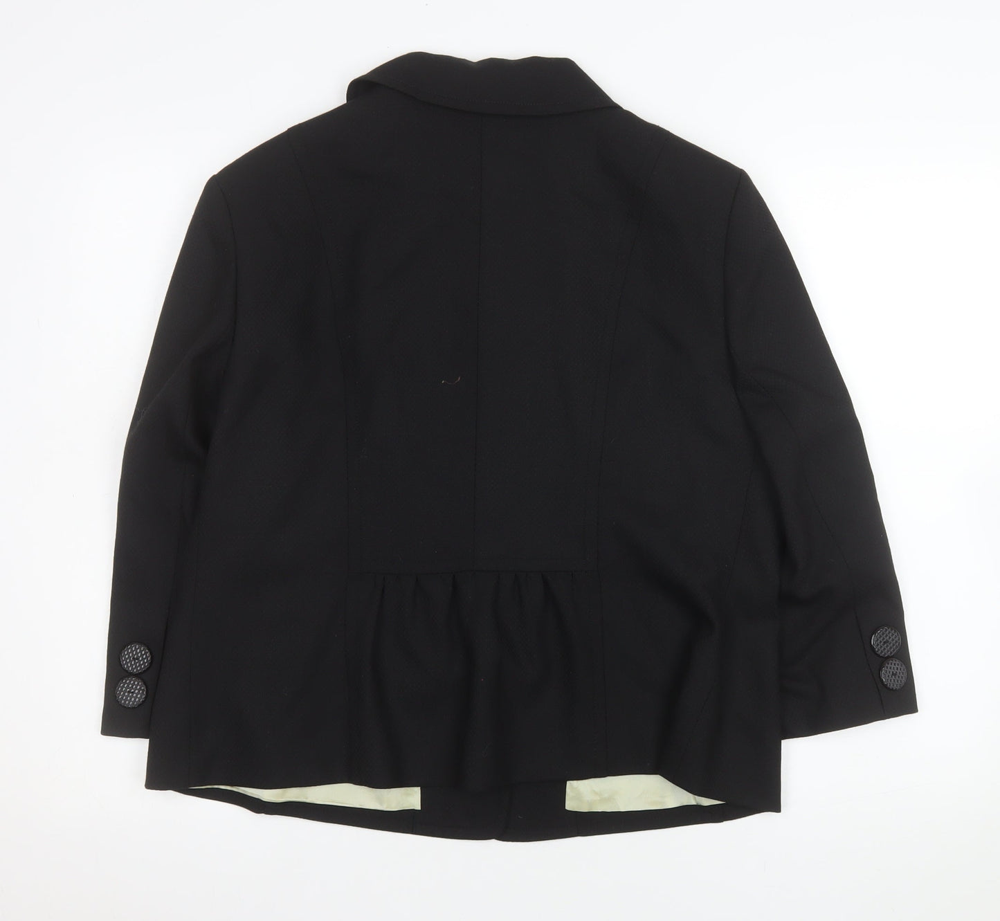 KENAR Womens Black Size 18 Wool Blend Single-Breasted Suit Jacket