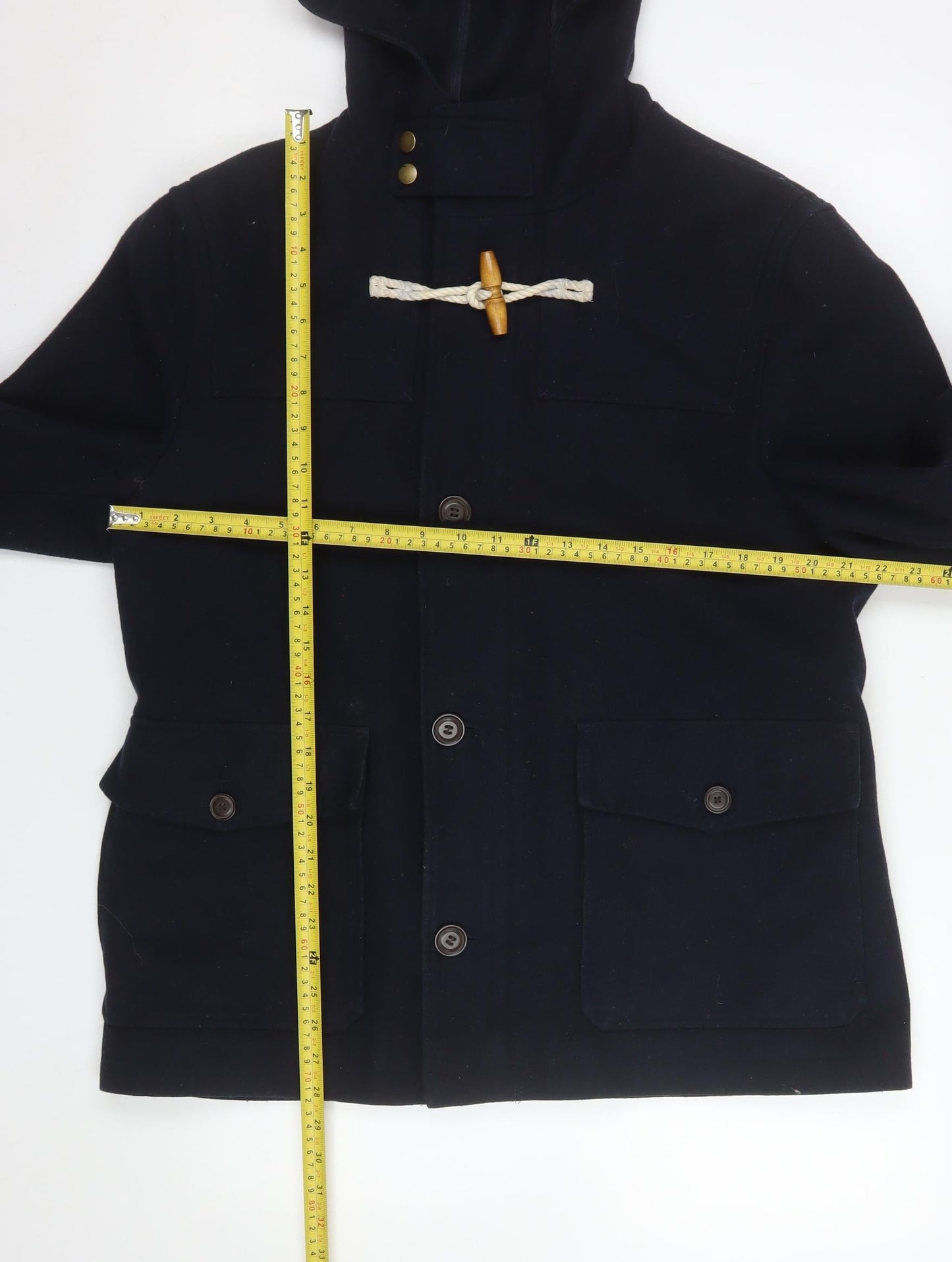 North Coast Men’s Blue Wool Hooded Duffle Coat Size M