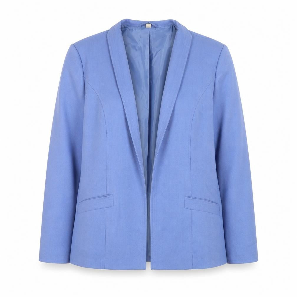 EWM Women Blue Size 16 Classic Shawl Collar Lined Blazer Jacket