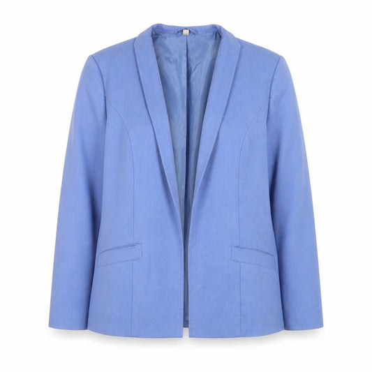EWM Women Blue Size 16 Classic Shawl Collar Lined Blazer Jacket