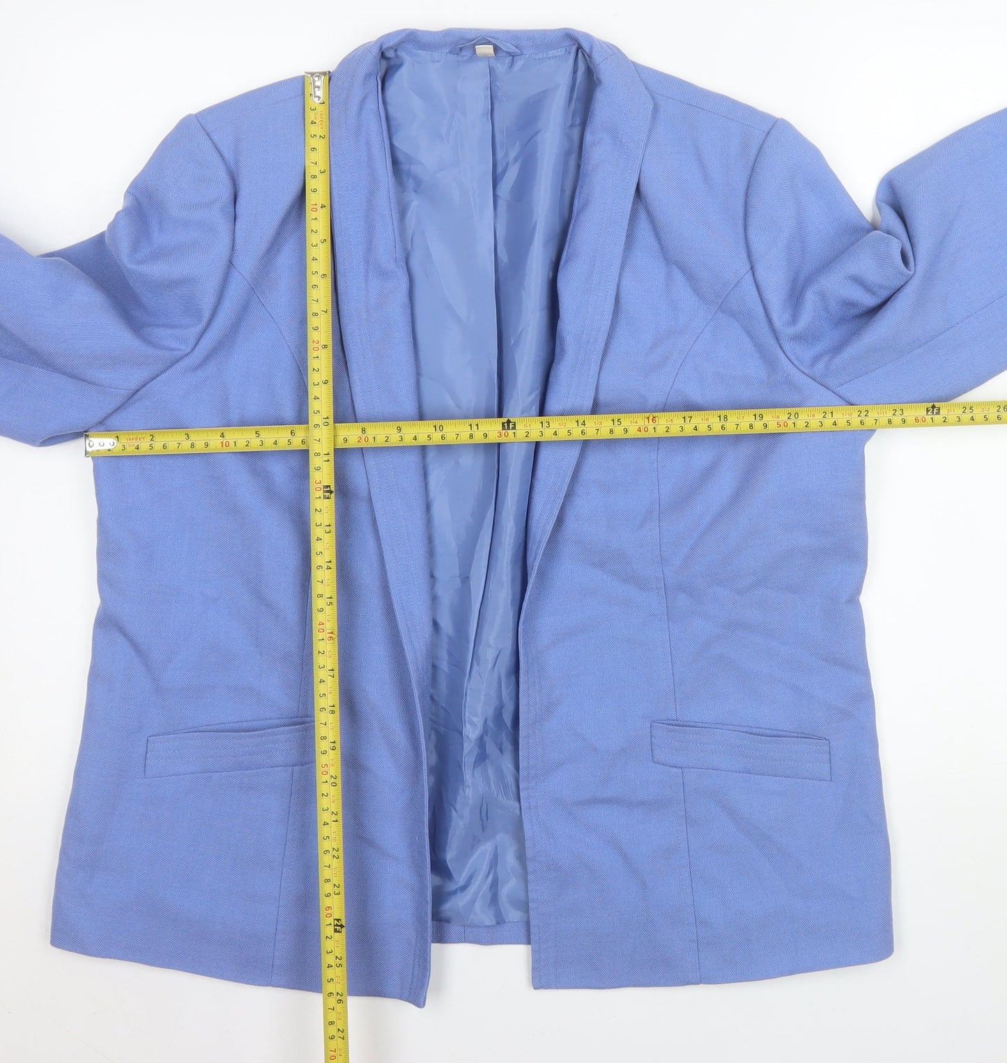 EWM Women Blue Size 16 Classic Shawl Collar Lined Blazer Jacket