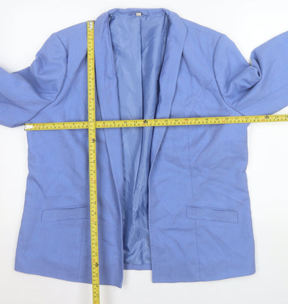 EWM Women Blue Size 16 Classic Shawl Collar Lined Blazer Jacket
