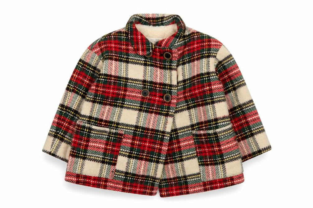 Zara Baby Unisex Multicoloured Check Wool Blend Pea Coat 18-24 Months