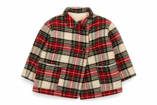 Zara Baby Unisex Multicoloured Check Wool Blend Pea Coat 18-24 Months
