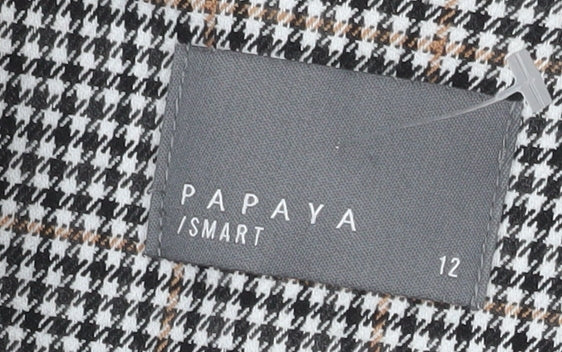 Papaya Women Multicoloured Houndstooth Blazer Size 12 Regular Fit