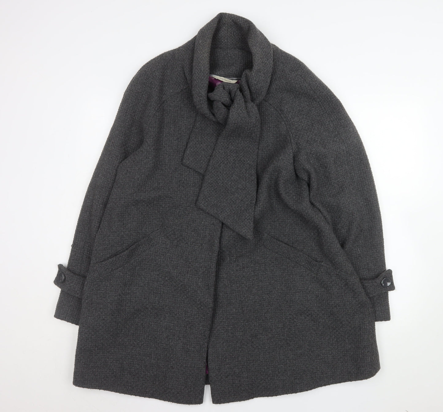 Designers at Debenhams Womens Grey Wool Blend Coat Size 16 Classic Style