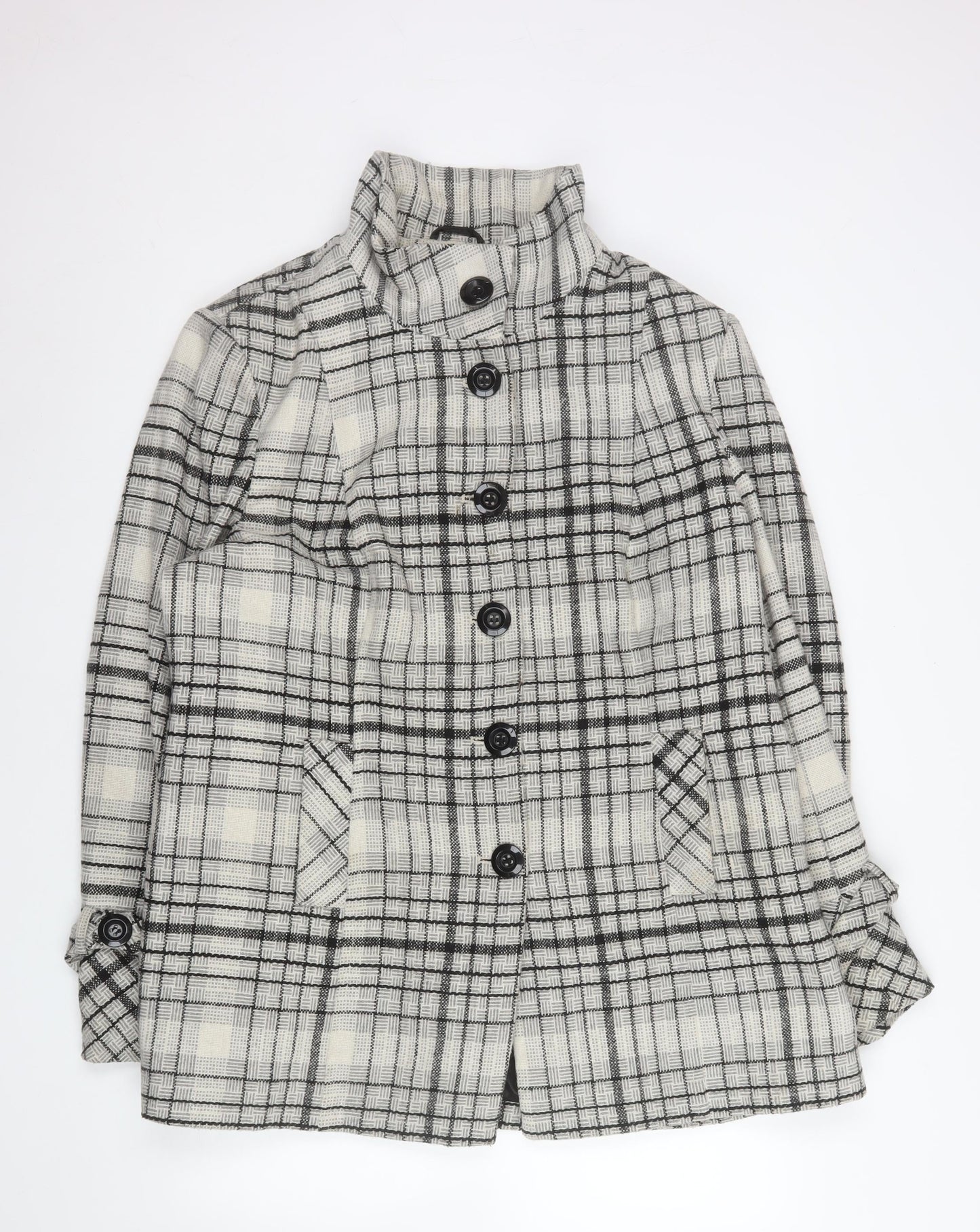 Ricki's Women's Grey Check Wool Blend Mid-Length Coat Size 2XL