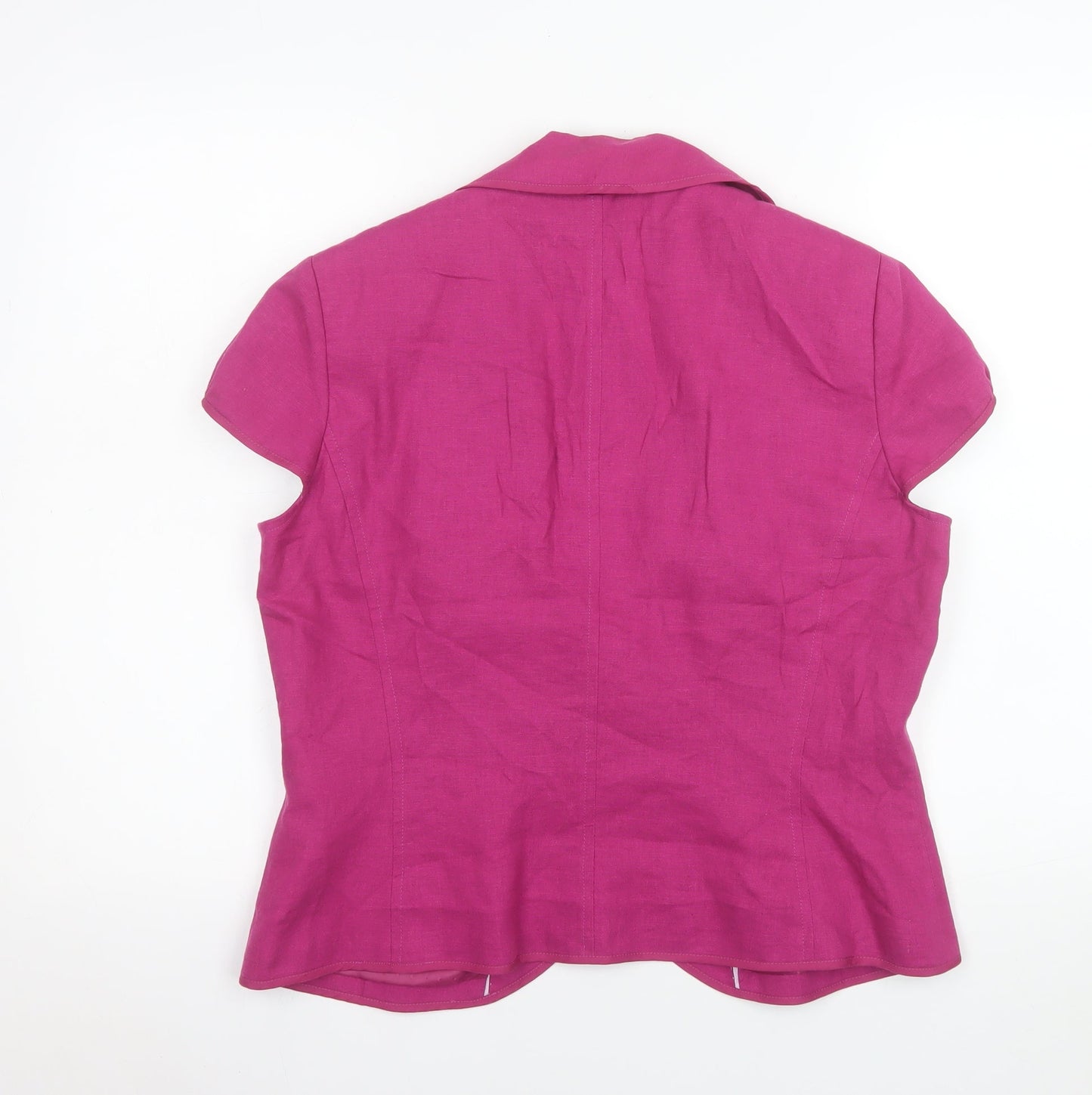 Marks and Spencer Women Magenta Linen Blend Short Sleeve Blazer Size 16