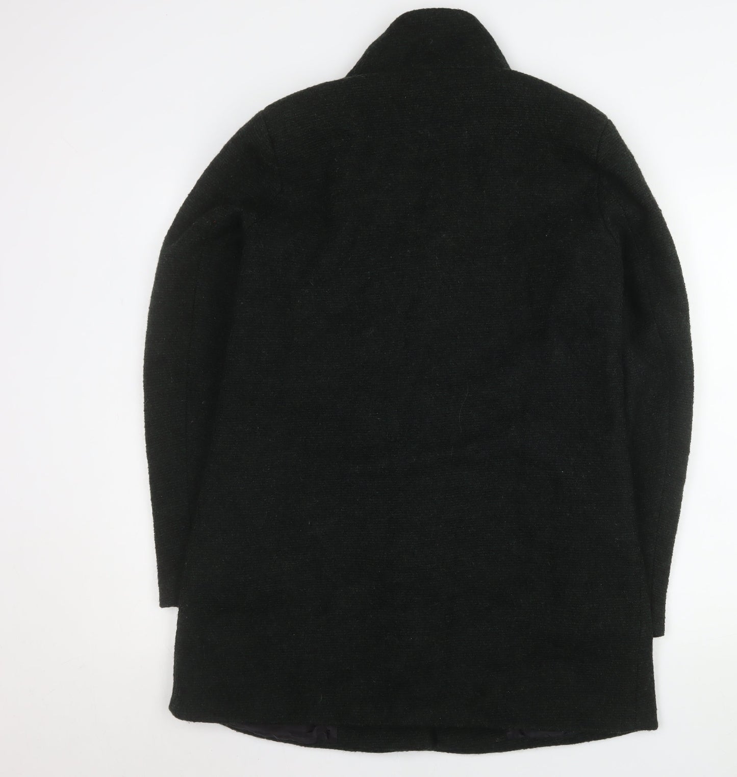 ONLY Women's Black Wool Blend Pea Coat M Mid-Length Classic Style