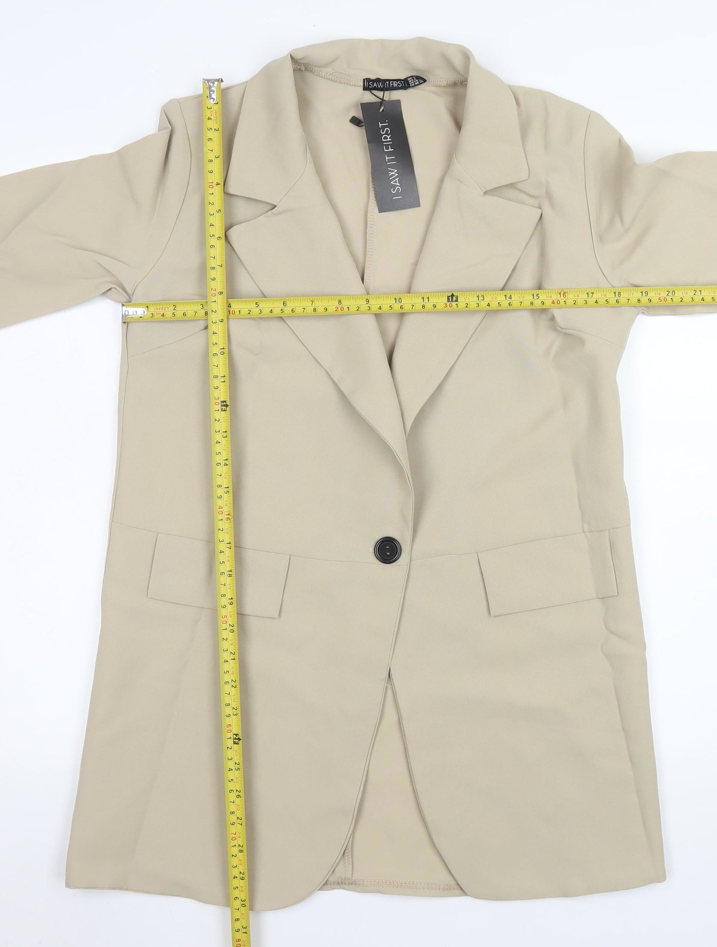 I Saw It First Women’s Beige Longline Blazer Jacket UK 10