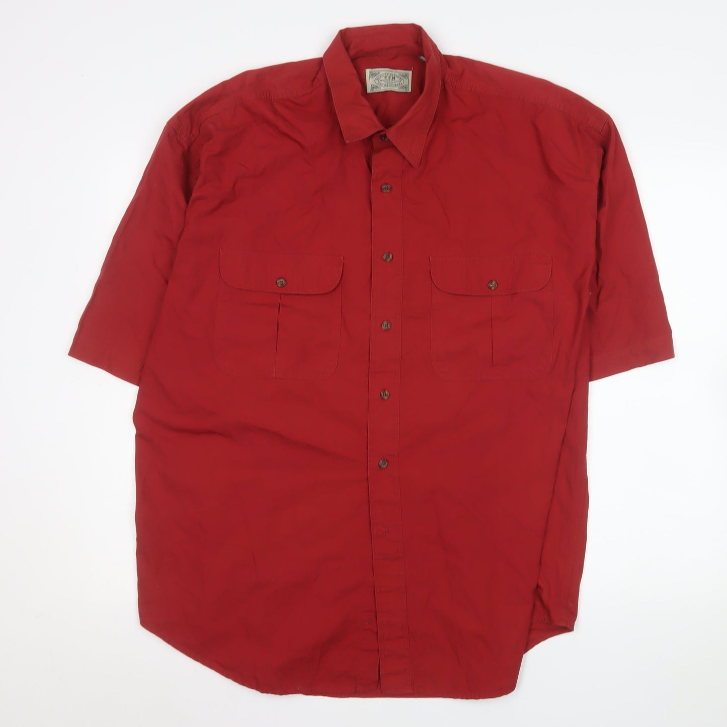 Principles For Men Red Short Sleeve Button-Up Shirt Size L