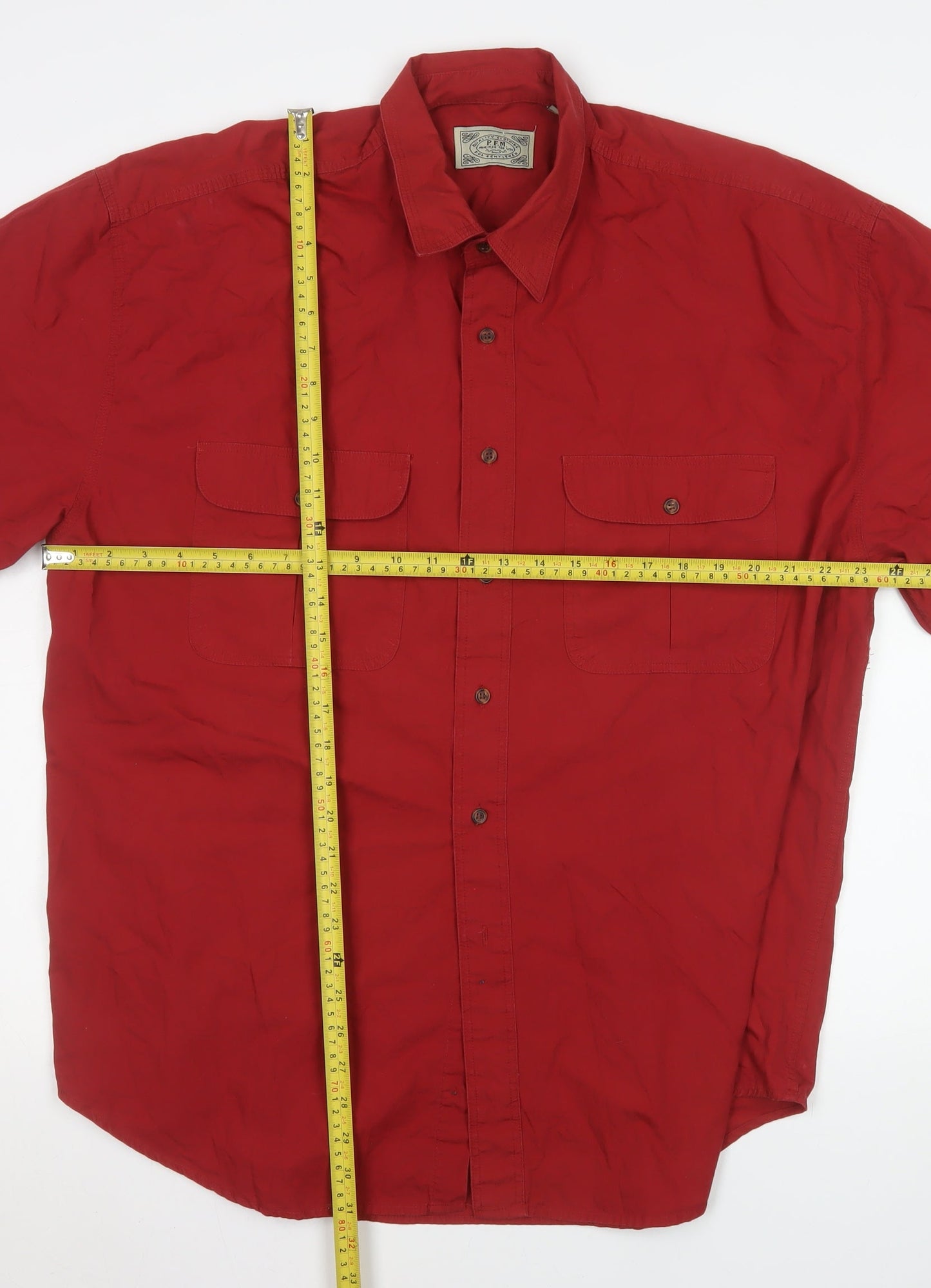 Principles For Men Red Short Sleeve Button-Up Shirt Size L