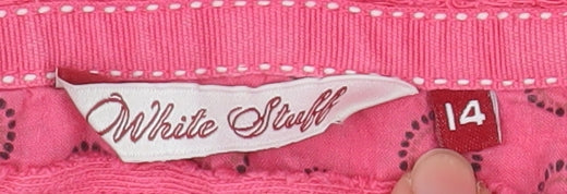 White Stuff Women's Pink Cotton Long Sleeve Pullover Hoodie Size 14
