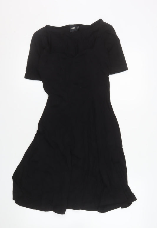 ASOS Women’s Black Size 10 Fit & Flare Short Sleeve Dress