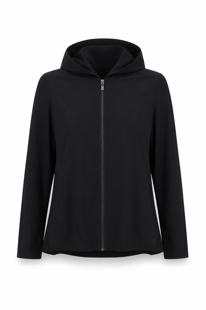 Naya Women's Black Hooded Full Zip Windbreaker Jacket Size 8