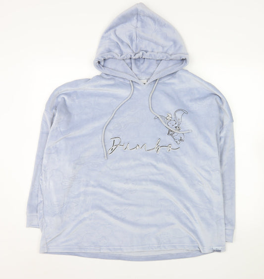 Disney Women’s Blue Dumbo Hoodie Size 12-14 Pullover Plush Sweatshirt