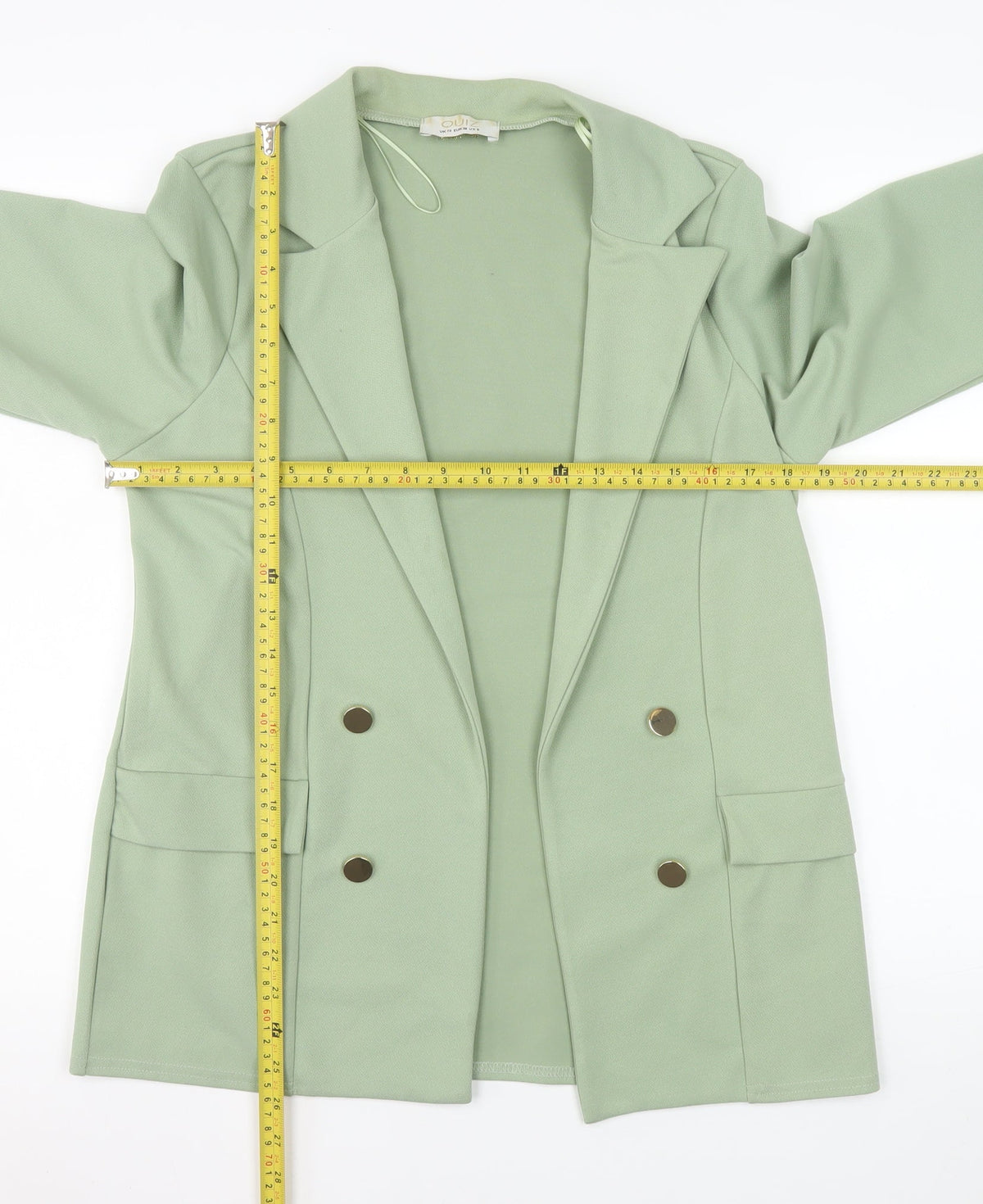 Quiz Women's Green Double Breasted Blazer UK 10 Regular Fit