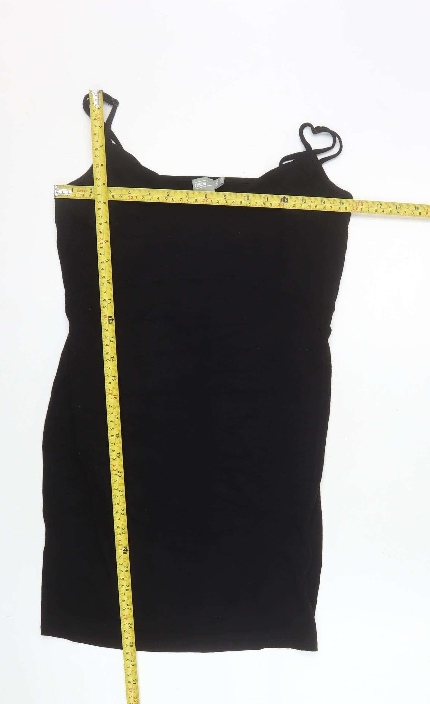 ASOS Women's Black Size 16 Bodycon Sleeveless Short Dress