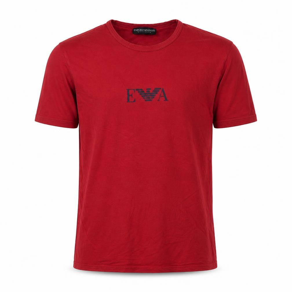 Emporio Armani Men Red Crew Neck Short Sleeve T-Shirt Size M Cotton Blend