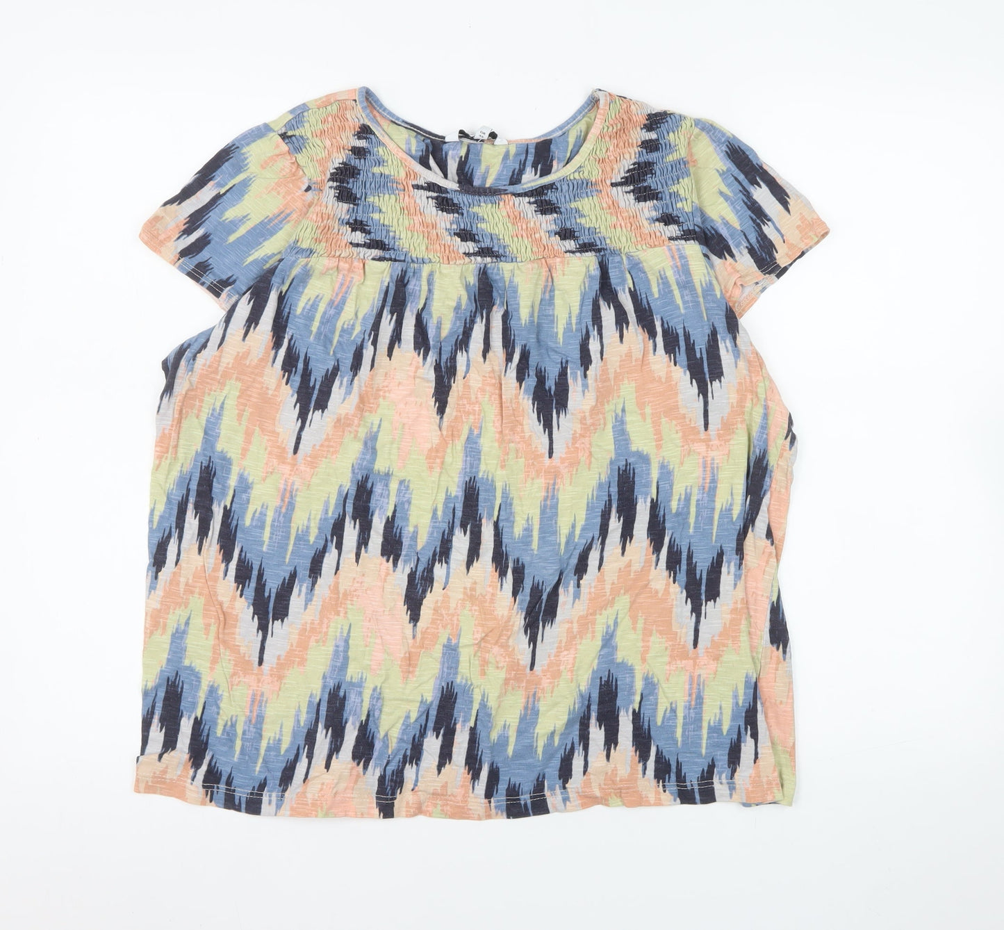 Next Women’s Multicoloured Cotton Tunic Blouse Size 18 Short Sleeve