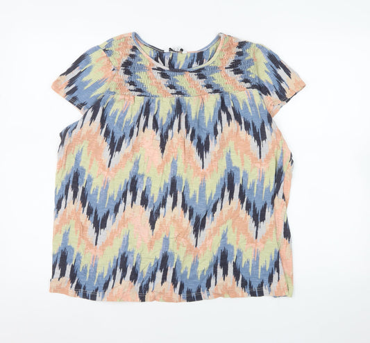 Next Women’s Multicoloured Cotton Tunic Blouse Size 18 Short Sleeve
