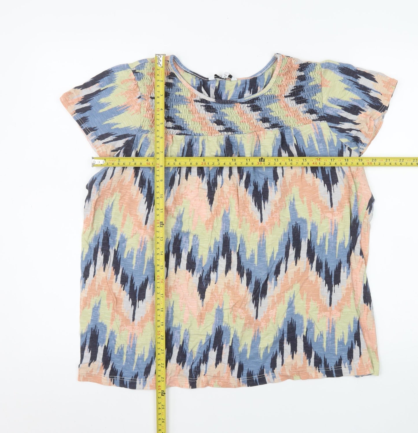 Next Women’s Multicoloured Cotton Tunic Blouse Size 18 Short Sleeve
