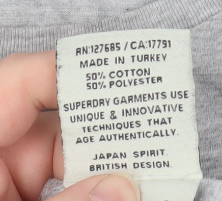 Superdry Womens Grey Slim Fit Graphic T-Shirt Medium