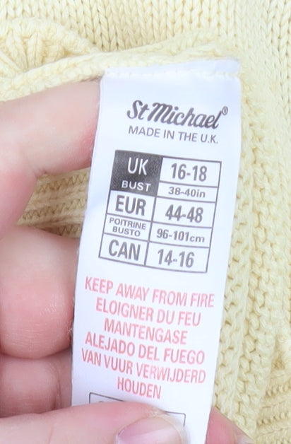 Marks and Spencer Womens Yellow Cotton Pullover Jumper Size 16-18