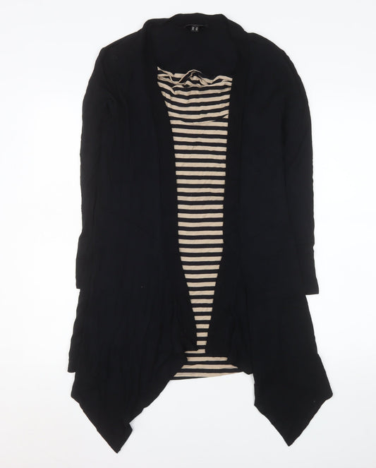 Pomodoro Womens Black Striped Long Sleeve Wrap Blouse Size 10