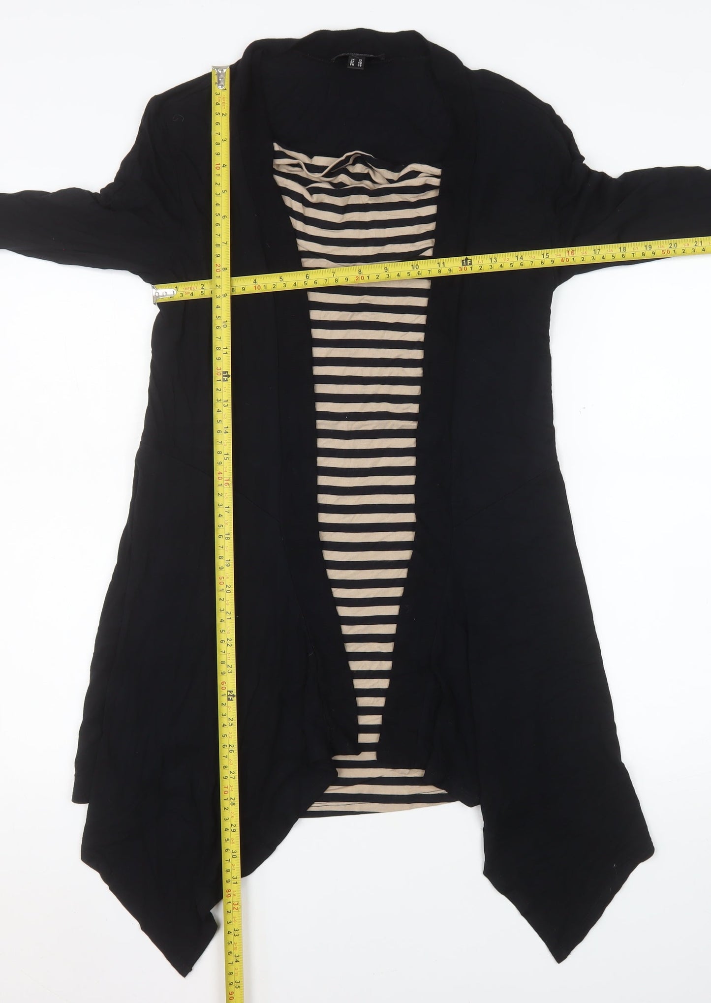 Pomodoro Womens Black Striped Long Sleeve Wrap Blouse Size 10