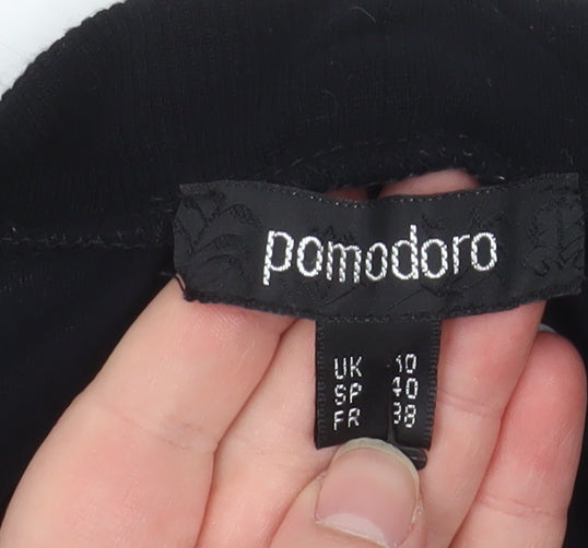 Pomodoro Womens Black Striped Long Sleeve Wrap Blouse Size 10