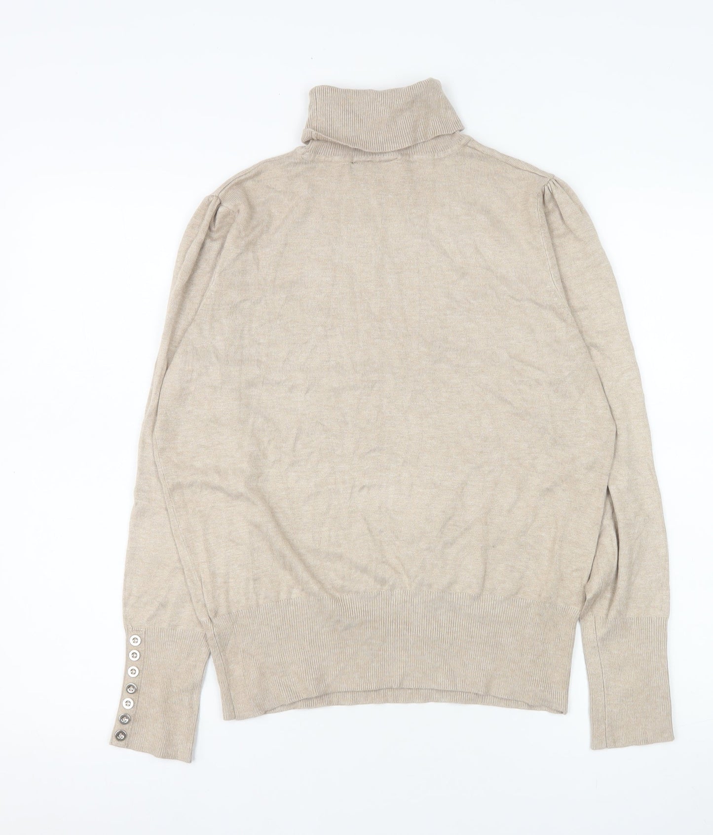 Wallis Women Beige Roll Neck Long Sleeve Knit Jumper Size 14