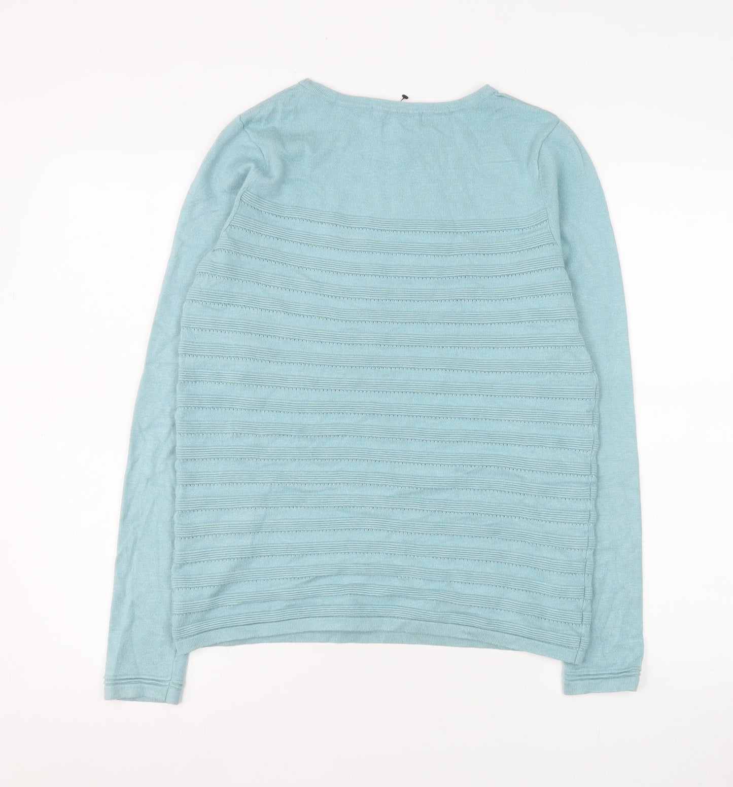 Bonmarché Women Blue Small Viscose Knit Long Sleeve Pullover Jumper