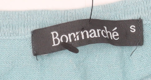 Bonmarché Women Blue Small Viscose Knit Long Sleeve Pullover Jumper