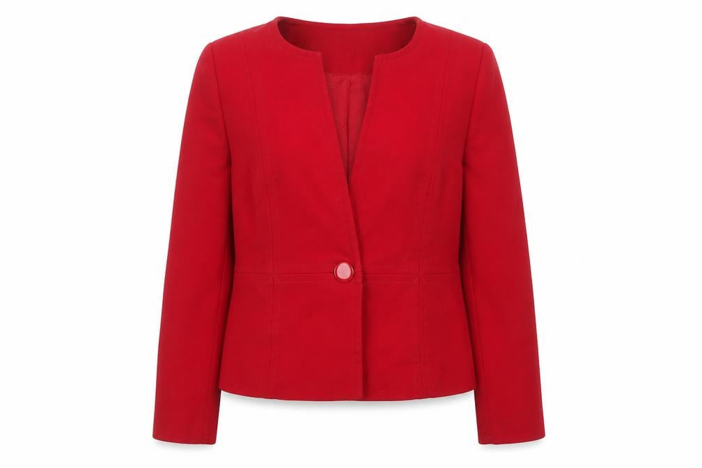 CC Petite Red One-Button Suit Jacket Size 10 Womens Classic Fit