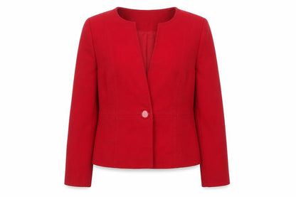 Country Casuals Petite Red One-Button Suit Jacket Size 10 Womens Classic Fit