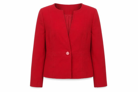 CC Petite Red One-Button Suit Jacket Size 10 Womens Classic Fit