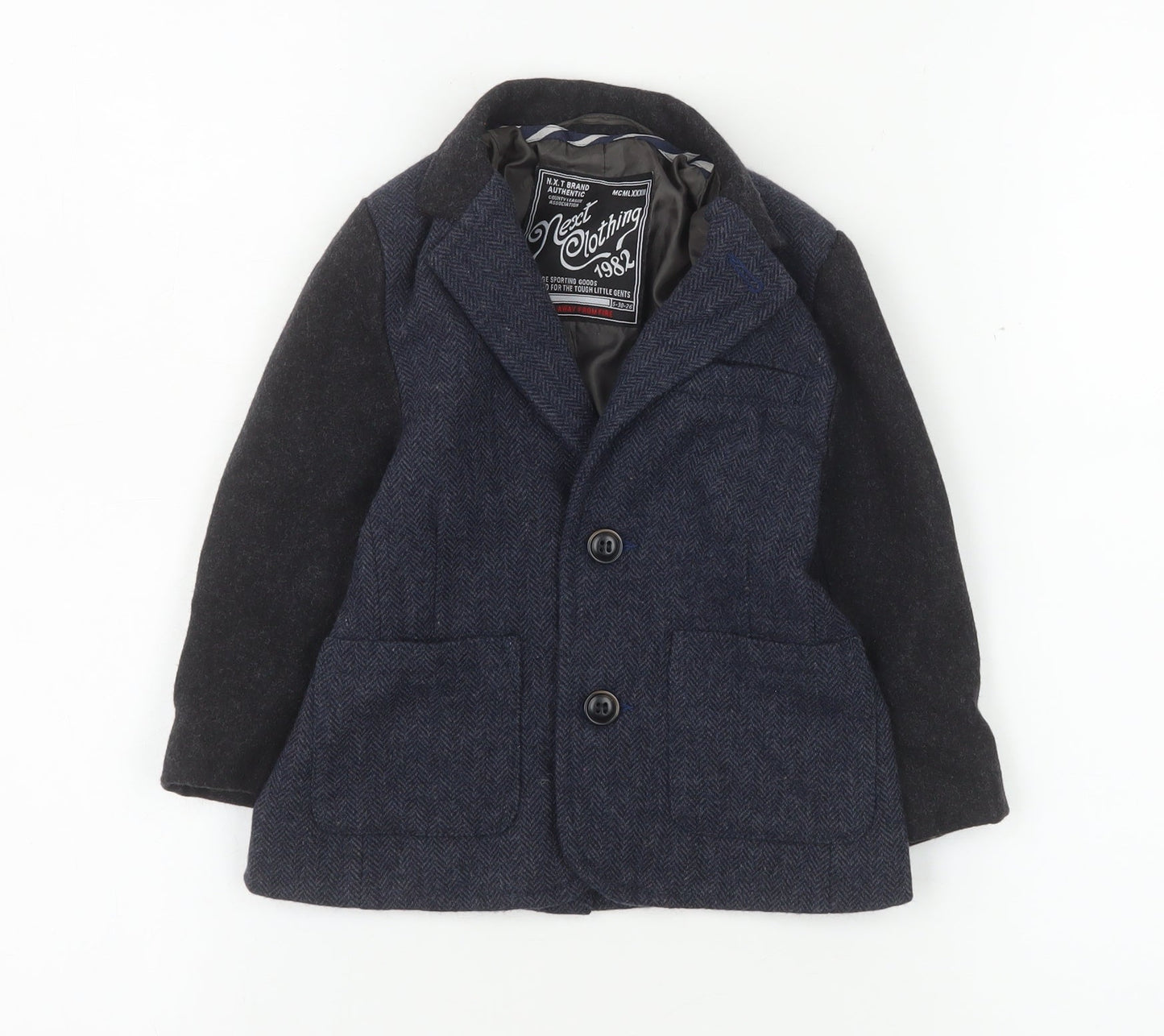 Next Boys Navy Wool Blend Suit Jacket 12-18 Months Classic Formal Blazer