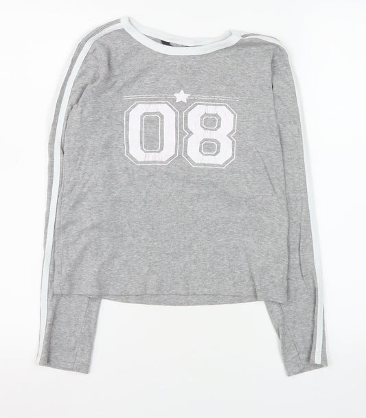 Brave Soul Women's Grey Long Sleeve Sports T-Shirt Size M