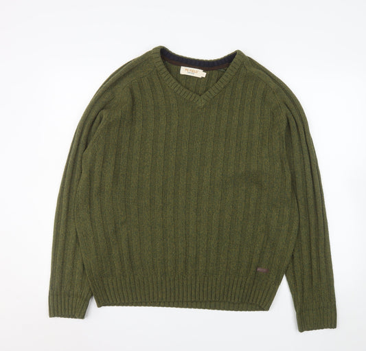 PG Field Men’s Green V-Neck Acrylic Knit Jumper Size L