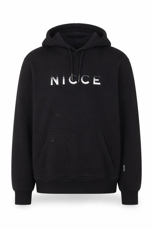 NICCE Mens Black Pullover Hoodie Fleece Logo M Regular Fit