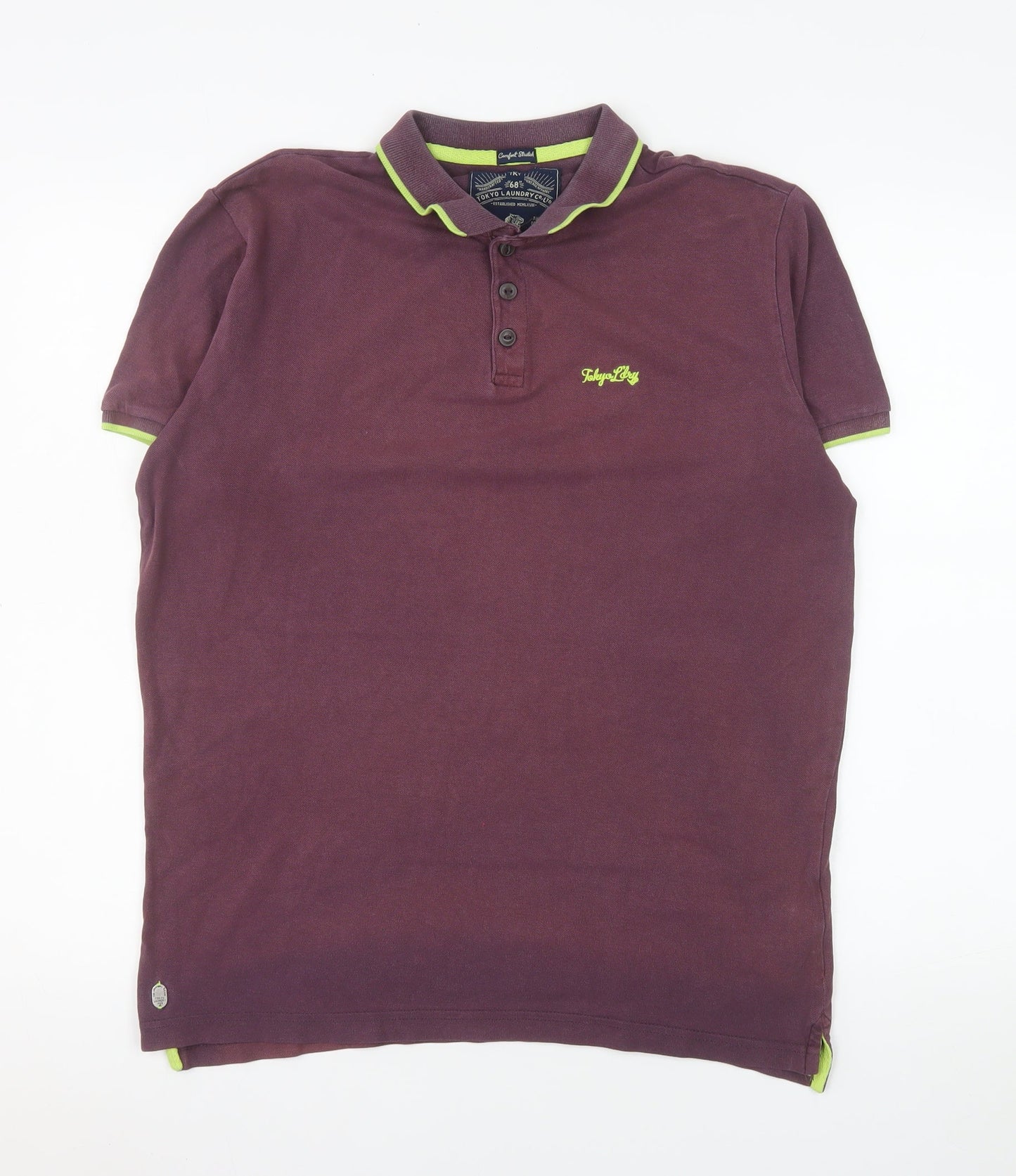 Tokyo Laundry Men's Purple Collared Cotton Polo Shirt Size M