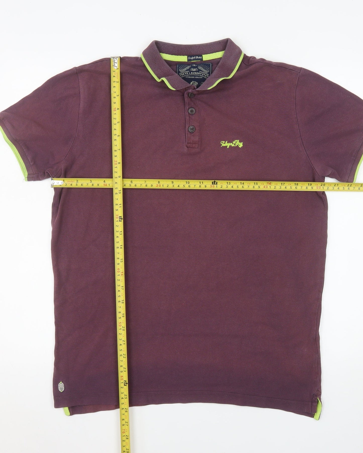 Tokyo Laundry Men's Purple Collared Cotton Polo Shirt Size M