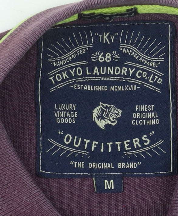 Tokyo Laundry Men's Purple Collared Cotton Polo Shirt Size M