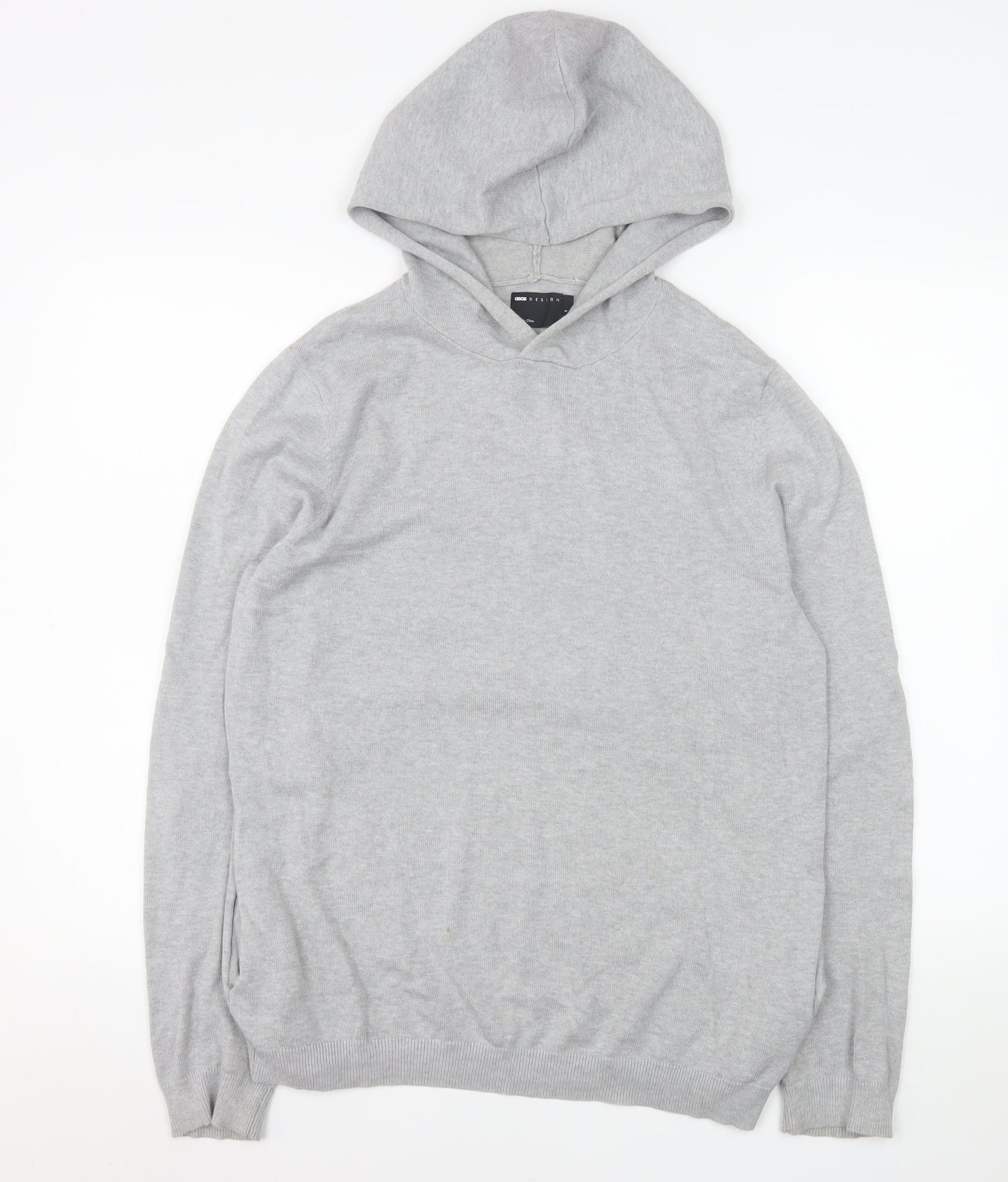 ASOS DESIGN Mens Grey Knit Pullover Hoodie Size S Regular Fit