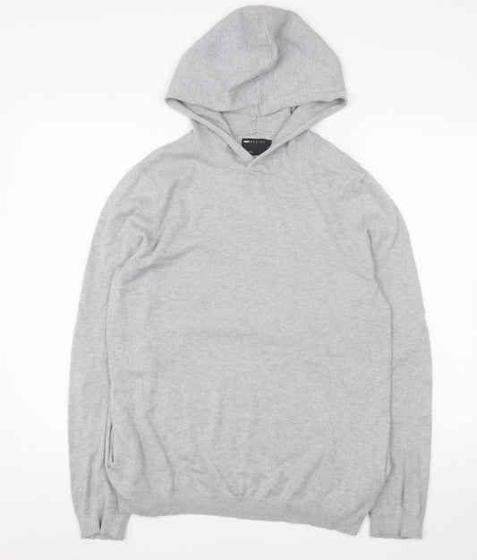 ASOS DESIGN Mens Grey Knit Pullover Hoodie Size S Regular Fit