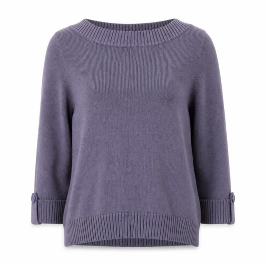 Marks & Spencer Women’s Purple Cotton Knit 3/4 Sleeve Pullover Jumper UK 12